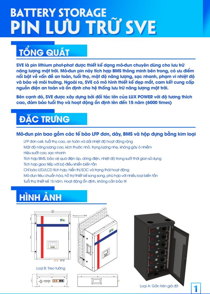 Tổng quát pin lưu trữ lithium sve 5000wm